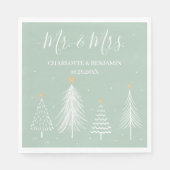 Serviette En Papier Sage Green M. et Mme Noël Mariage d'hiver (Devant)