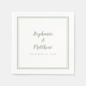 Serviette En Papier Sage Green Mariage Élégante Réception Moderne Simp (Devant)