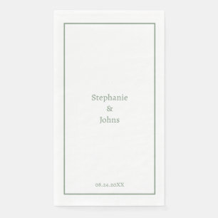 Serviette En Papier Sage Green Minimal Élégant Mariage de nom personna