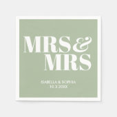 Serviette En Papier Sage Green Mme & Mme Mariage personnalisé serviett (Devant)