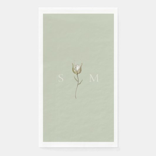 Serviette En Papier Sage Green Monogram (Devant)
