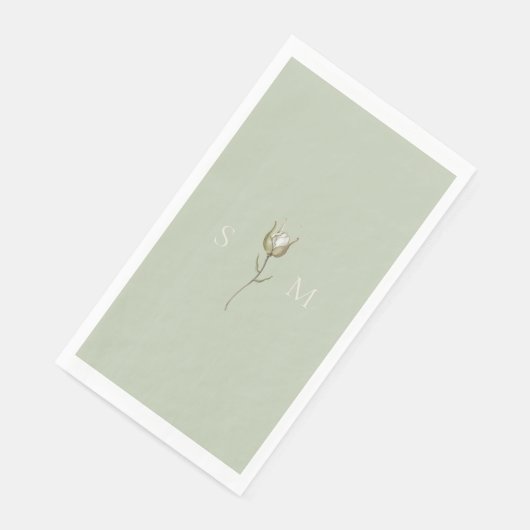Serviette En Papier Sage Green Monogram (Coin)