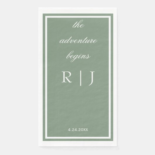 Serviette En Papier Sage Green Monogram Quote Script Text Wedding (Devant)
