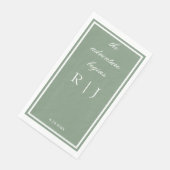 Serviette En Papier Sage Green Monogram Quote Script Text Wedding (Coin)