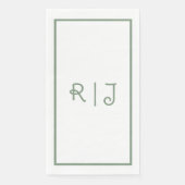 Serviette En Papier Sage Green Monogramme Initiales Lettres Mariage Co (Devant)