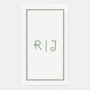Serviette En Papier Sage Green Monogramme Initiales Lettres Mariage Co