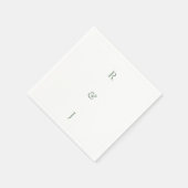 Serviette En Papier Sage Green Monogramme Initiales Mariage (Coin)