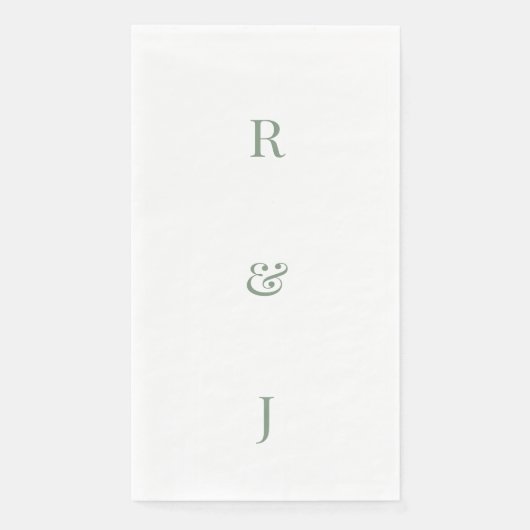 Serviette En Papier Sage Green Monogramme Initiales Mariage (Devant)