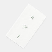 Serviette En Papier Sage Green Monogramme Initiales Mariage (Coin)
