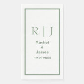 Serviette En Papier Sage Green Monogramme Initiales Nom Mariage simple (Devant)
