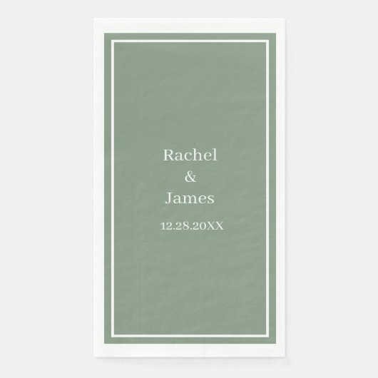 Serviette En Papier Sage Green Monogramme Nom Élégant Mariage moderne (Devant)