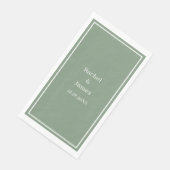 Serviette En Papier Sage Green Monogramme Nom Élégant Mariage moderne (Coin)