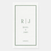 Serviette En Papier Sage Green Monogramme Nom Mariage minimal élégant (Devant)