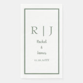 Serviette En Papier Sage Green Monogramme Nom Mariage minimal élégant (Devant)