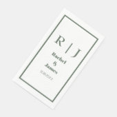 Serviette En Papier Sage Green Monogramme Simple Minimal Élégant Maria (Coin)