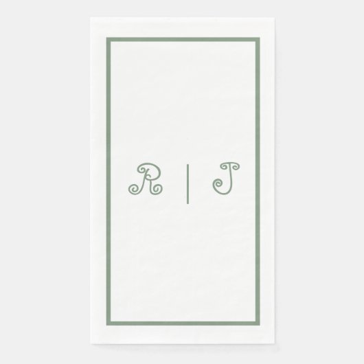 Serviette En Papier Sage Green Monogrammes Initiales Lettres 2025 Mari (Devant)