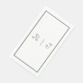 Serviette En Papier Sage Green Monogrammes Initiales Lettres 2025 Mari (Coin)