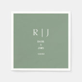 Serviette En Papier Sage Green Monogrammes Simple Élégant Mariage mode (Devant)