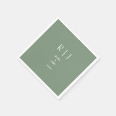 Serviette En Papier Sage Green Monogrammes Simple Élégant Mariage mode (Coin)