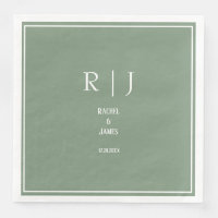 Sage Green Monogrammes Simple Élégant Mariage mode