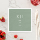 Serviette En Papier Sage Green Monogrammes Simple Minimal Moderne Mari (En situation)