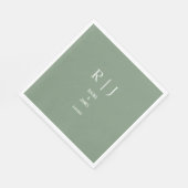 Serviette En Papier Sage Green Monogrammes Simple Minimal Moderne Mari (Coin)
