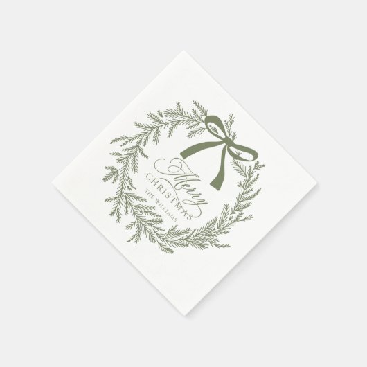 Serviette En Papier Sage Green Noël Fête de la couronne (Coin)
