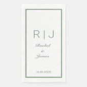 Serviette En Papier Sage Green Nom Monogramme Élégant Mariage minimal (Devant)