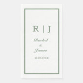 Serviette En Papier Sage Green Nom Monogramme Mariage minimal élégant (Devant)