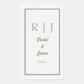 Serviette En Papier Sage Green Nom Monogramme Mariage minimal élégant (Devant)
