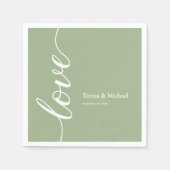 Serviette En Papier Sage green Noms personnalisés Love script Napkins (Devant)