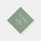 Serviette En Papier Sage Green Oh Baby Script mignon Baby shower moder (Coin)