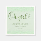 Serviette En Papier Sage Green Oh Girl Eucalyptus Confetti Script (Devant)