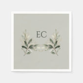 Serviette En Papier Sage Green Olive Branch Monogram Wedding (Devant)