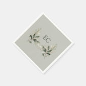 Serviette En Papier Sage Green Olive Branch Monogram Wedding (Coin)