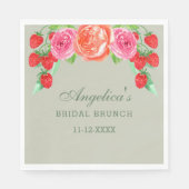 Serviette En Papier Sage Green Peach Peony Bridal Brunch (Devant)