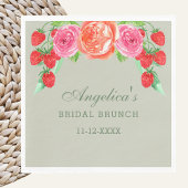 Serviette En Papier Sage Green Peach Peony Bridal Brunch