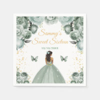 Sage Green Peau foncée Princesse Sweet sixteen