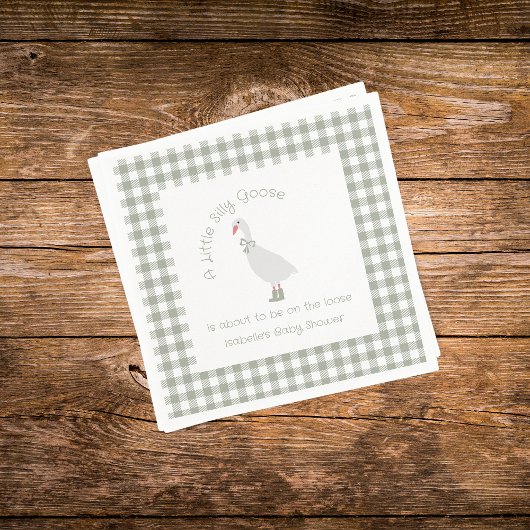 Serviette En Papier Sage Green Preppy Silly Little Goose Baby shower