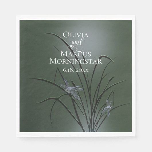 Serviette En Papier Sage Green Purple Dragonfly (Devant)