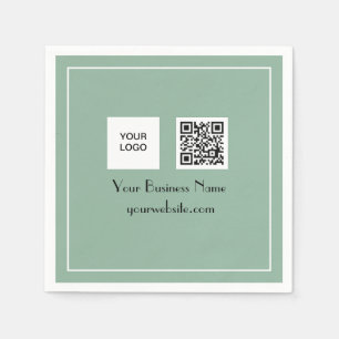 Serviette En Papier Sage Green QR Code Business Logo Minimaliste