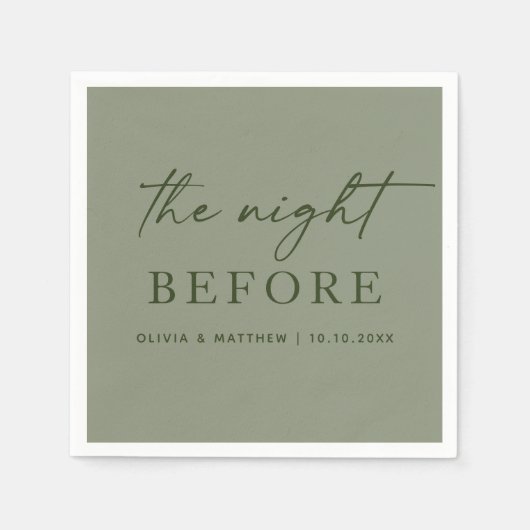 Serviette En Papier Sage Green Rehearsal Dinner | The Night Before (Devant)