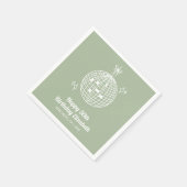 Serviette En Papier Sage Green Retro Disco Ball Anniversaire (Coin)