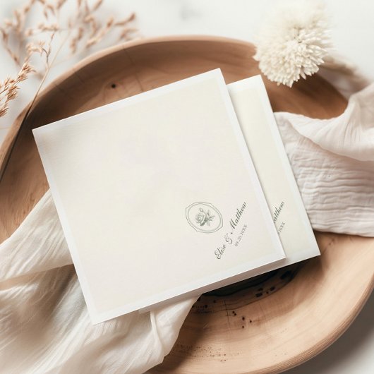 Serviette En Papier Sage Green Rose Wedding 