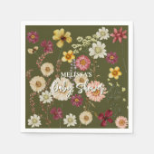 Serviette En Papier Sage Green Rustic Boho fleur sauvage (Devant)