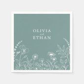 Serviette En Papier Sage Green, Rustique, Mariage Fleur sauvage servie (Devant)