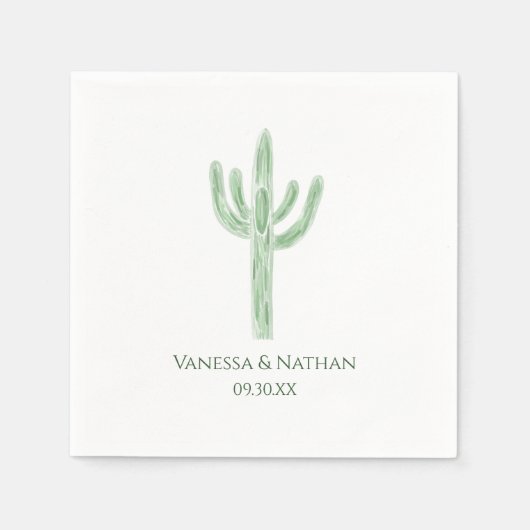 Serviette En Papier Sage Green Saguaro Cactus Cocktail Mariage (Devant)