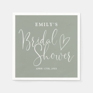 Serviette En Papier Sage Green Script Calligraphie Baby Shower Mariage