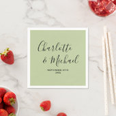 Serviette En Papier Sage Green Script Minimalist Wedding (En situation)