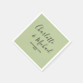 Serviette En Papier Sage Green Script Minimalist Wedding (Coin)